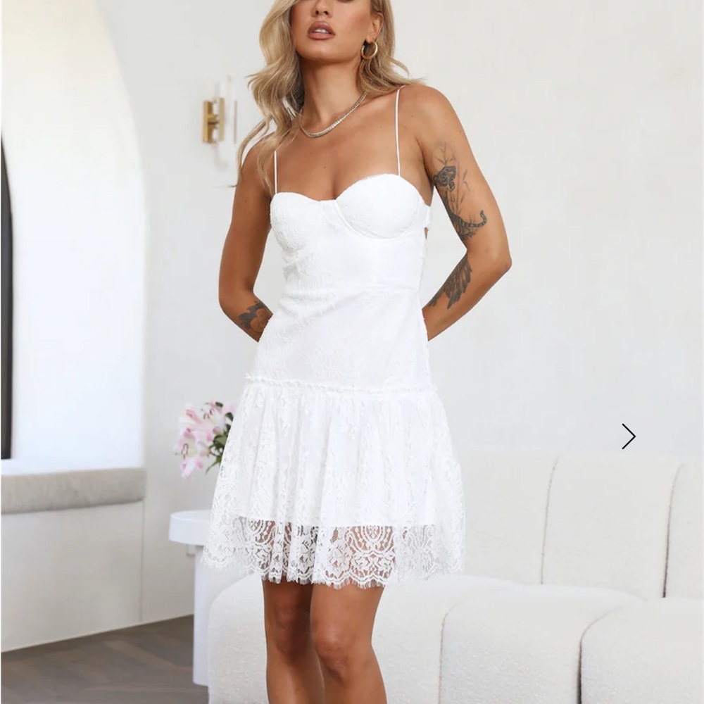 Hello Molly White Lace Mini Dress